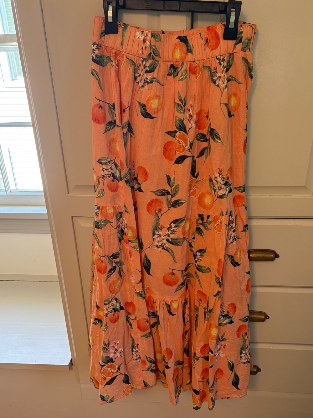 LOFT Peach Orange Floral Tiered Maxi Skirt